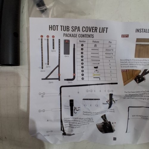 SUNSHINE FARMRE HOT TUB COVER LIFTER *LIFTER ONLY* - <96" WIDE - BLACK image 6