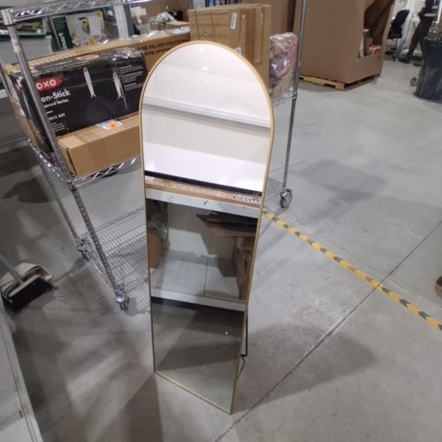 FLOOR MIRROR FULL LENGTH MIRROR WITH STAND - 57.8" X 17.3" - GOLD (MODEL: NM003GXZJ) image 2