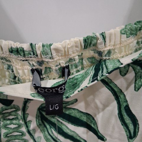 WOMEN'S GEORGE PUFF SLEEVE PRINTED MAXI DRESS - LARGE - GREEN/CREAM image 3