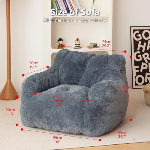 HIGH DENSITY FOAM FILLED FAUX SOFA - 29.2" X 34.7" X 11.8" - LIGHT BLUE image 2