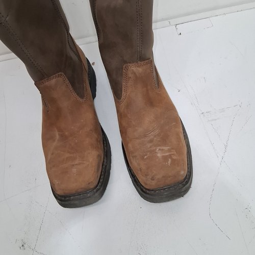 MEN'S CATERPILLAR HUDSON PULL-ON WATERPROOF STEEL TOE CSA WORK BOOTS - 11.5 - BROWN/BLACK (STYLE: P726294) image 3