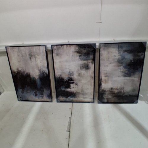 3PC FRAMED ABSTRACT WALL ART - BLACK image 2