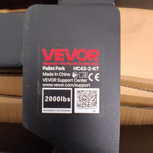 VEVOR PALLET FORK - 2000 LBS MAXIMUM LOAD BEARING - BLACK (MODEL: HC43-2-KT) image 2