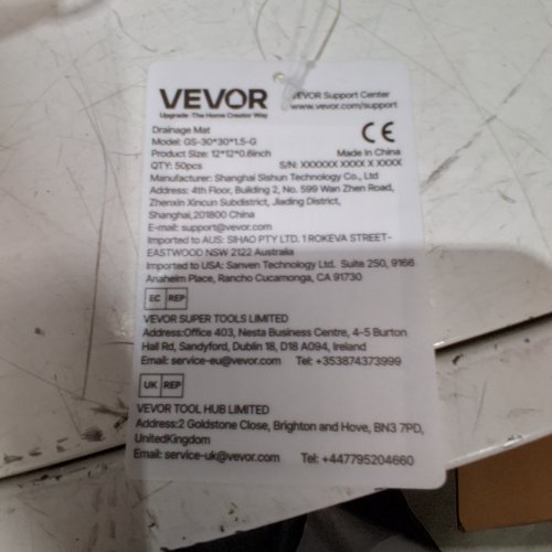 50PK VEVOR MODULAR INTERLOCKING DRAINAGE MATS - 12" X 12" - GREY (MODEL: GS-30*30*1.5CM-G) image 2