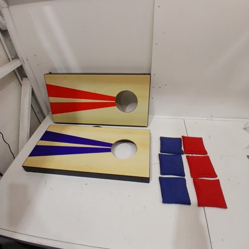 GOSPORTS PORTABLE SIZE CORNHOLE GAME SET WITH 6 BEAN BAG - 2FT X 1FT - WOOD/BLUE/RED (MODEL : CH-03-MDF-WOOD) image 2