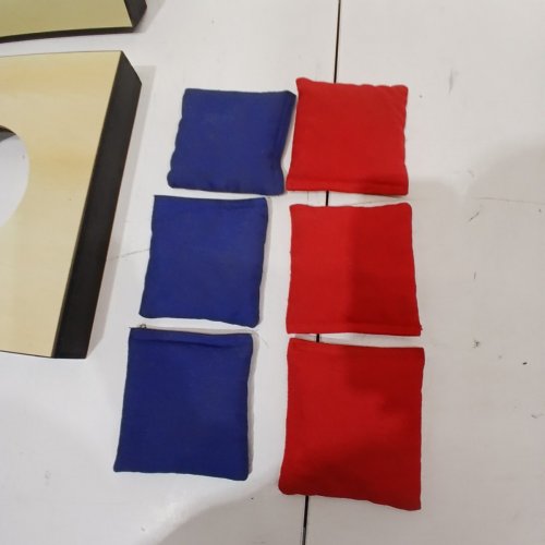 GOSPORTS PORTABLE SIZE CORNHOLE GAME SET WITH 6 BEAN BAG - 2FT X 1FT - WOOD/BLUE/RED (MODEL : CH-03-MDF-WOOD) image 3