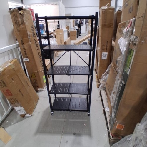 5 TIER FOLDABLE STORAGE SHELVES WITH WHEELS - 13.4" X 25.6" X 59" - 750LBS CAPACITY - BLACK (MODEL:SR5T001) image 4