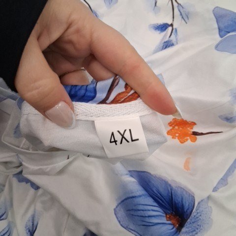 WOMENS SHORT SLEEVE TOP - 4XL - WHITE/BLUE FLORAL image 2