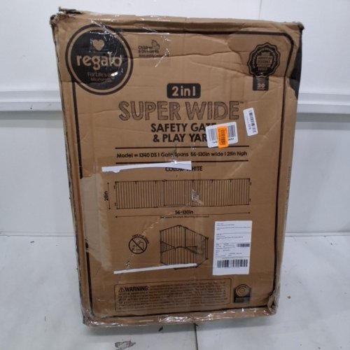 REGALO SUPER WIDE ADJUSTABLE 2-IN-1 BABY GATE AND PLAY YARD - 56"-130" X 28" - WHITE (MODEL: 1340 DS) image 4