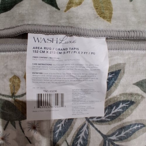 2PC WASH LUXE FLORAL AREA RUG - 5FT X 7FT / 27" X 60" - GREY, BLUE, GREEN, AND WHITE (MODEL: 2046294) image 3