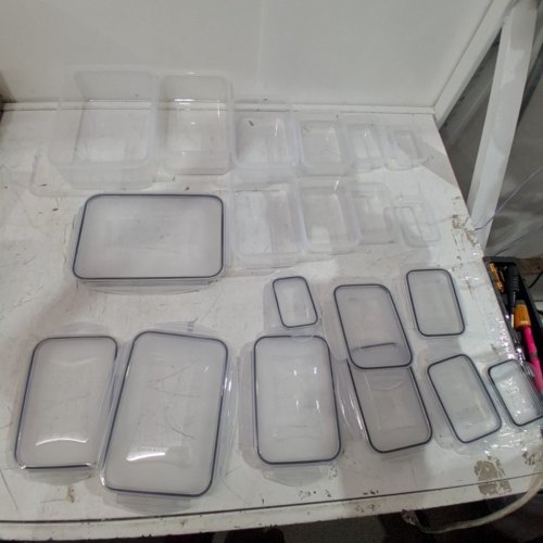 10PC PLASTIC RECTANGULAR NESTING FOOD STORAGE CONTAINERS - ASSORTED SIZES - CLEAR image 2
