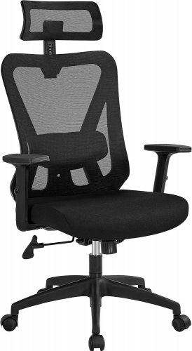 ADJUSTABLE HEADREST LUMBAR SUPPORT ERGONOMIC GAMING CHAIR - 286.5 LBS CAPACITY - 26" X 23" X 50" - BLACK image 2