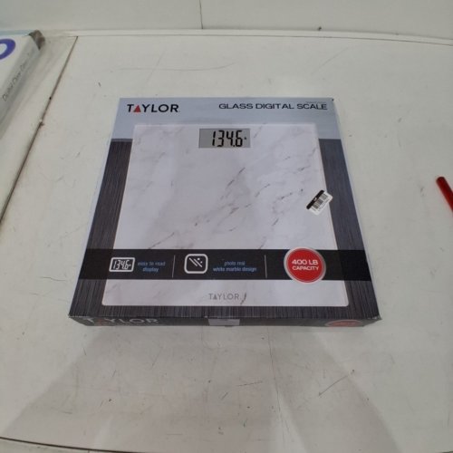 TAYLOR DIGITAL GLASS BATHROOM SCALE - 400LB CAP - MARBLE WHITE (MODEL: 5274500) image 5