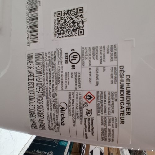 MIDEA EASYDRY DEHUMIDIFIER - 50 PT - WHITE (MODEL: MAD50P1AWSA) image 3