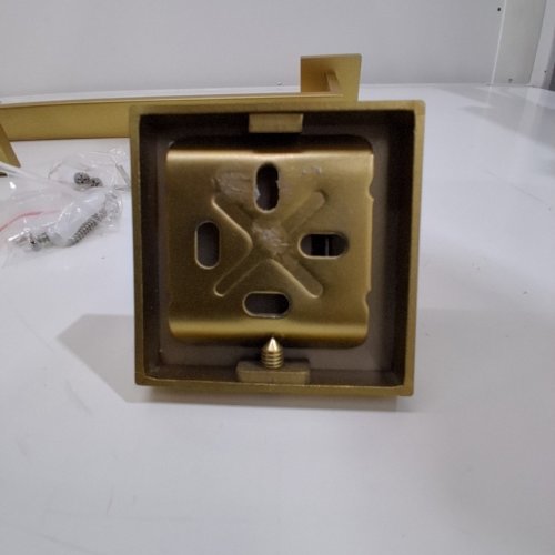 5PC TURS BATHROOM ACCESSORY SET - TOWEL BAR, TOILET PAPER HOLDER, TOWEL RING AND HOOKS - SQUARED, BRUSHED GOLD image 4