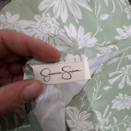 3PC JESSICA SIMPSON FLORAL FIONA FROSTY QUILT SET - QUEEN - SAGE GREEN image 2