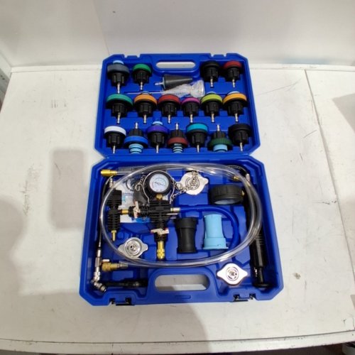 LANGAWASER 28 PIECE COOLANT PRESSURE TESTER & VACCUM REFILL KIT - BLUE - (MODEL: X004LUSYEZ) image 2