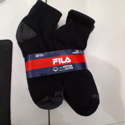 10PR MEN'S FILA COTTON SOCKS - FOR SHOE SIZES 7-12 - BLACK/GREY (STYLE: 1842477) image 2