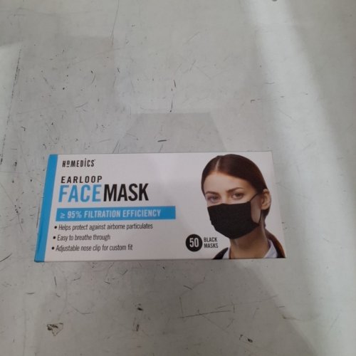 HOMEDICS EARLOOP FACE MASKS - BLACK (MODEL: MSK-F1C0BK-50B22) image 3