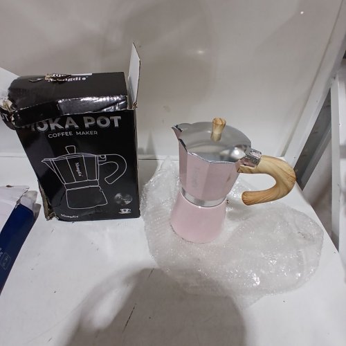 MONGDIO STOVETOP ESPRESSO MAKER MOKA POT CUBAN COFFEE MAKER STOVE TOP COFFEE MAKER MOKA ITALIAN ESPRESSO GRECA COFFEE MAKER BREWER PERCOLATOR - 15OZ - PINK image 2