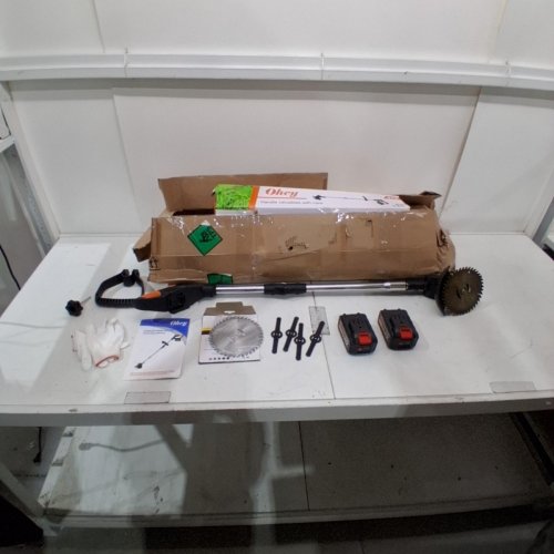 OHEY ELECTRICAL HANDHELD LAWN MOWER/TRIMMER WITH 2 BATTERIES AND ACCESSORIES - 21V - BLACK/ORANGE image 3