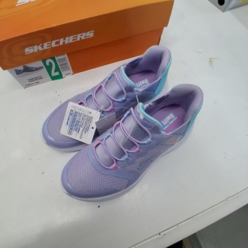 GIRLS SKECHERS SNEAKERS - SIZE 2 - LAVENDER, TEAL, PINK AND WHITE (STYLE: 2001659) image 2