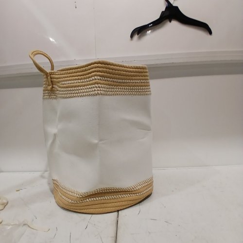 SONGMICS DRAWSTRING LAUNDRY HAMPER - 19GAL - CAMEL BROWN/WHITE image 2