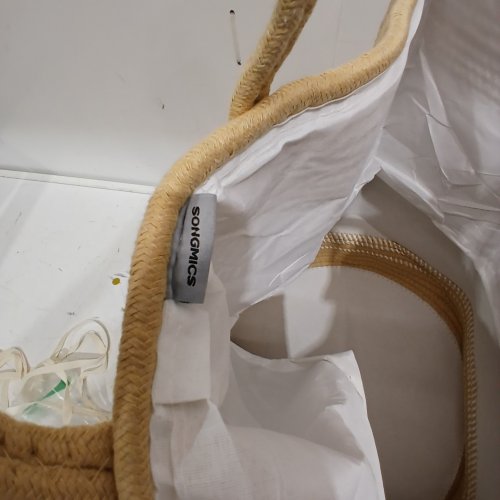 SONGMICS DRAWSTRING LAUNDRY HAMPER - 19GAL - CAMEL BROWN/WHITE image 3