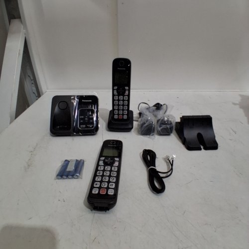 PANASONIC 2 HANDSET CORDLESS PHONE - METALLIC BLACK (MODEL: KX-TGD832) image 3
