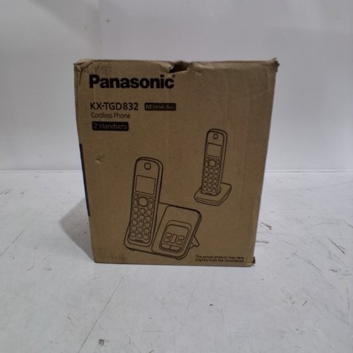 PANASONIC 2 HANDSET CORDLESS PHONE - METALLIC BLACK (MODEL: KX-TGD832) image 4