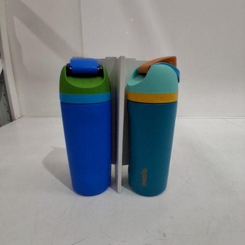 2PK OWALA FREESIP STAINLESS STEEL WATER BOTTLES WITH STRAWS - 16 OZ - ORANGE/BLUE/GREEN (MODEL: 2856617) image 2