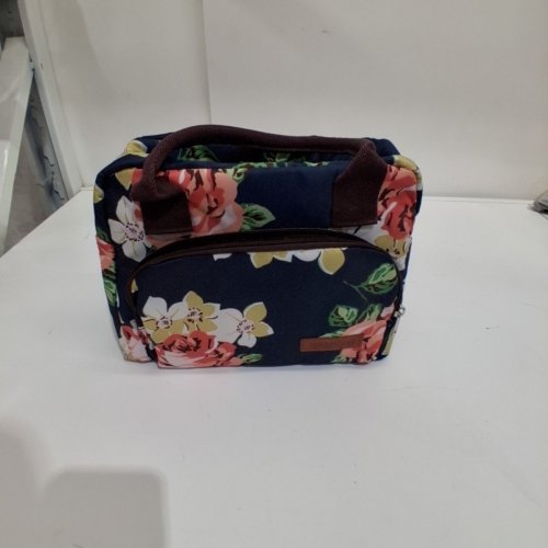 HEOPONO INSULATED SOFT LUNCH BAG WITH REMOVABLE SHOULDER STRAP - NAVY FLORAL image 2