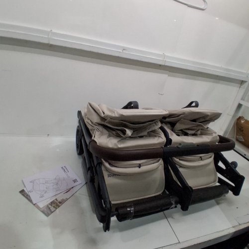 UPPABABY MINU DUO SIDE-BY-SIDE DOUBLE STROLLER LIGHTWEIGHT + COMPACT DESIGN - 100LBS CAP - 26" WIDE - sandstone image 7