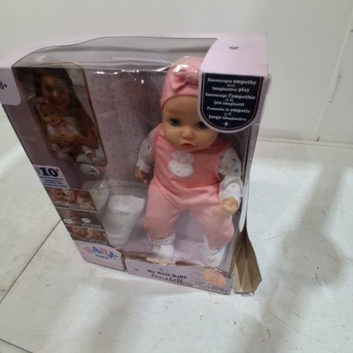 BABY BORN MY REAL BABY DOLL ANNABELL WITH BOTTLE, PACIFIER & DIAPER - 17" - AGES 3+ - PINK image 4