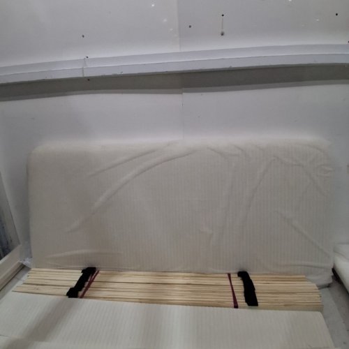 YAHEETECH CHENILLE FABRIC UPHOLSTERED BED FRAME WITH ADJUSTABLE HEADBOARD - TWIN - BEIGE (MODEL: YT615136) image 5