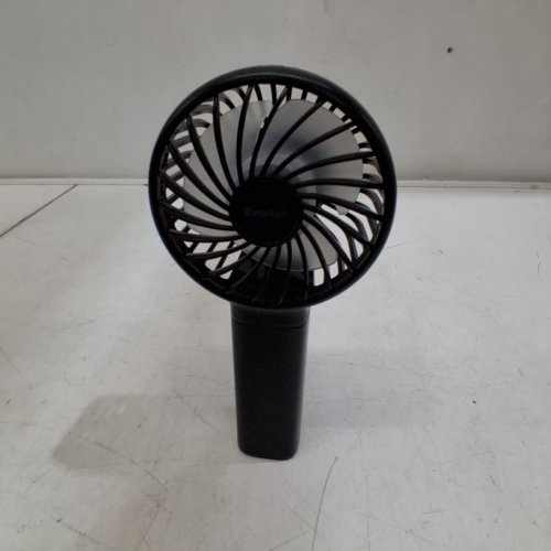 EASYACC MINI PORTABLE HANDHELD POCKET FAN WITH STAND, LANYARD AND CHARGER - BLACK image 4