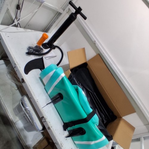 BODIOO INFLATABLE STAND UP PADDLE BOARDWIT HCARRYING BAF, FINS, LEASH & PADDLE - 10FT - BLUE / WHITE (MODEL: SUP-LJ305G) image 2