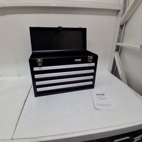 METAL TOOL BOX PORTABLE METAL TOOL BOX WITH 4 DRAWERS - 20.5" - BLACK (MODEL:TBD-2004SSBK) image 2