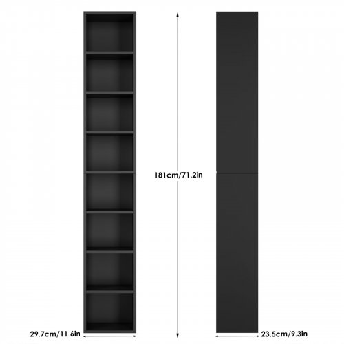 8-TIER WOODEN STORAGE CUBE ORGANIZER SHELF - 71.2" X 11.6" X 9.3" - BLACK (MODEL: FPB-195) image 2