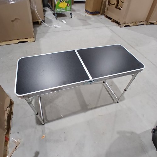 FOLDING OUTDOOR CAMPING TABLE HEIGHT ADJUSTABLE - 47" X 18.5" X 21" - 28" - BLACK AND SILVER image 2