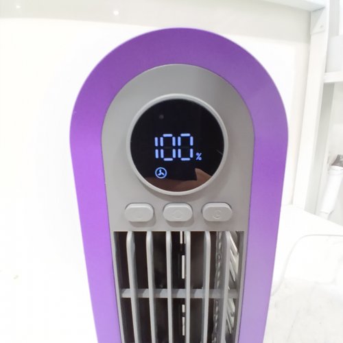 PORTABLE RECHARGEABLE DESKTOP TOWER FAN - 13.5" - BLACK/PURPLE image 2