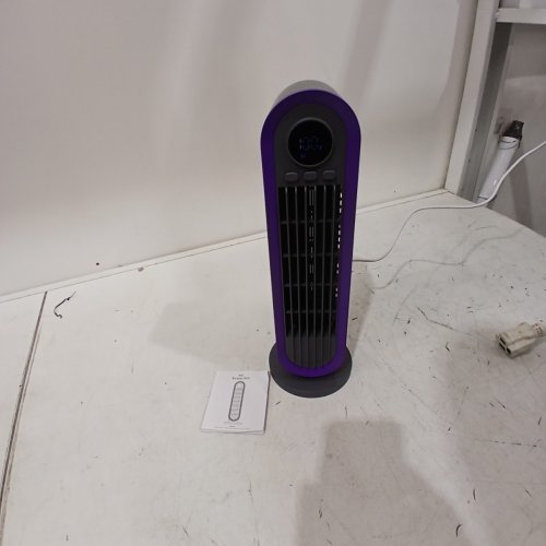 PORTABLE RECHARGEABLE DESKTOP TOWER FAN - 13.5" - BLACK/PURPLE image 3