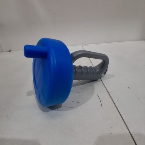 HAND-CRANK TOILET DRAIN AUGER WITH FLEXIBLE METAL SNAKE CABLE AND PROTECTIVE GLOVES - BLUE AND GREY image 4