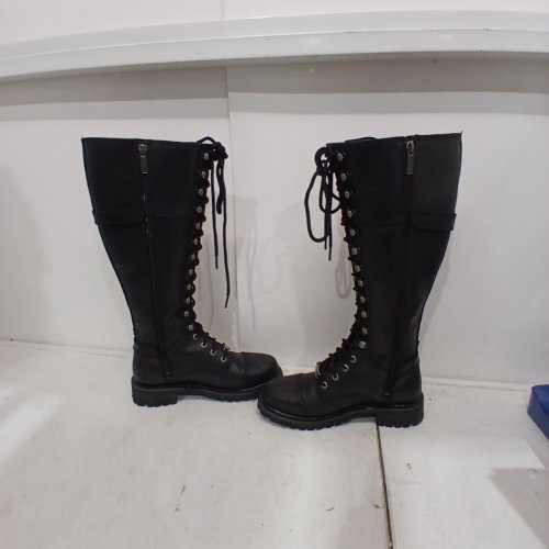 WOMEN'S HARLEY-DAVIDSON BEECHWOOD LEATHER WATERPROOF RIDING SKULL BOOTS - SIZE 7.5 - BLACK image 5
