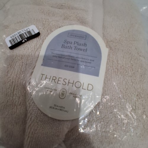 THRESHOLD SPA PLUSH BATH TOWEL - 33" X 65" - ALMOND image 4