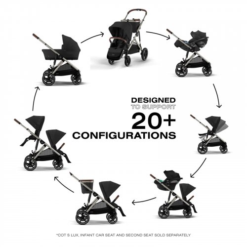 CYBEX ALL-IN-ONE GAZELLE S STROLLER - TAUPE FRAME WITH MOON BLACK SEAT (MODEL: 522004955) image 2