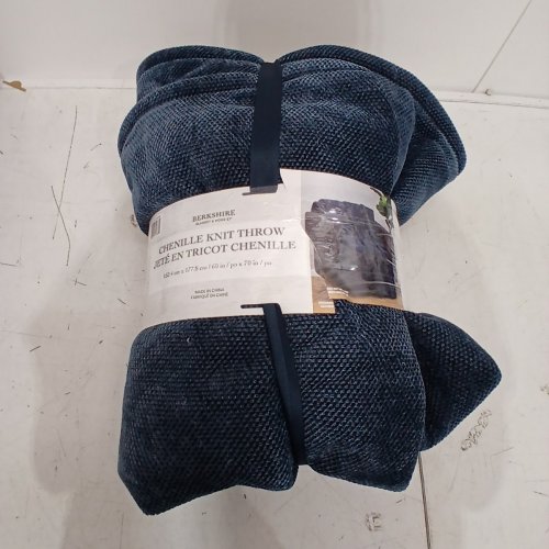 BERKSHIRE BLANKET & HOME CO. CHENILLE KNIT THROW BLANKET - 60" X 70" - DARK BLUE (ITEM: 1901582) image 5