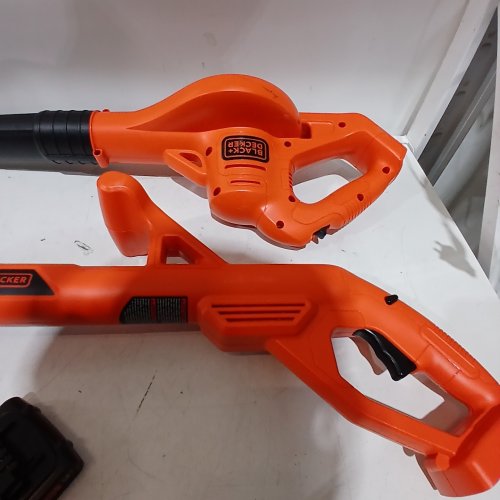 2PC BLACK + DECKER STRING TRIMMER/EDGER & SWEEPER/BLOWER SET WITH LITHIUM BATTERY & CHARGER - 20V, 10" - BLACK/ORANGE (MODEL: LCC221) image 2