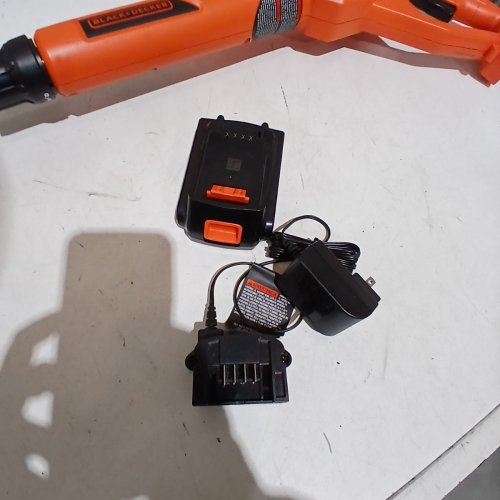 2PC BLACK + DECKER STRING TRIMMER/EDGER & SWEEPER/BLOWER SET WITH LITHIUM BATTERY & CHARGER - 20V, 10" - BLACK/ORANGE (MODEL: LCC221) image 4