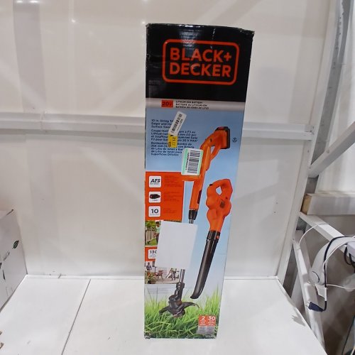 2PC BLACK + DECKER STRING TRIMMER/EDGER & SWEEPER/BLOWER SET WITH LITHIUM BATTERY & CHARGER - 20V, 10" - BLACK/ORANGE (MODEL: LCC221) image 6